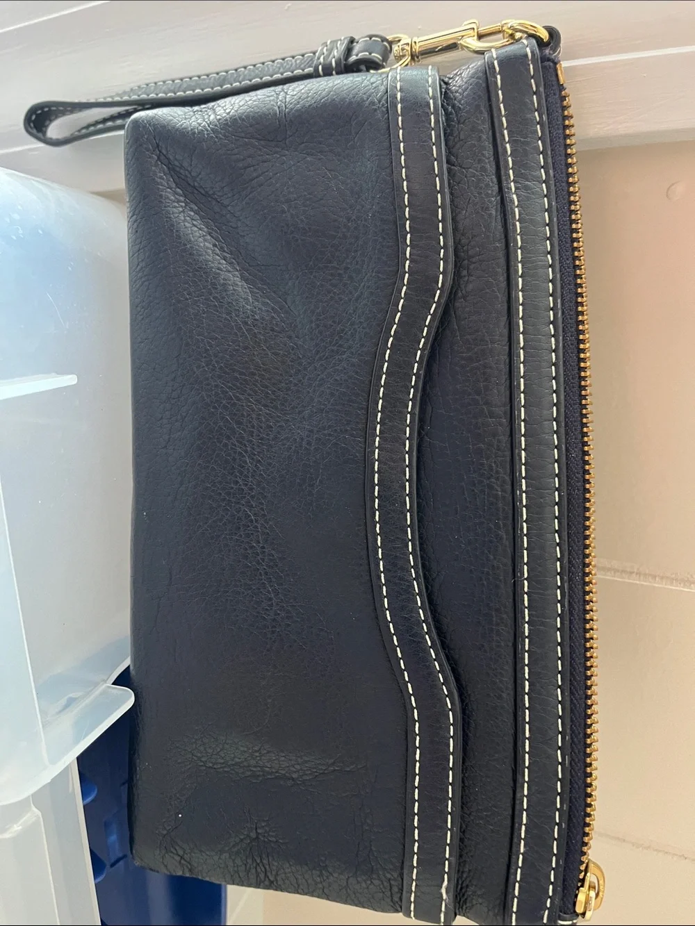 Classic Black Leather Wristlet Clutch - Men Bags